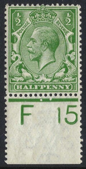 KGV sg351/56 ½d Green Control F15(p)