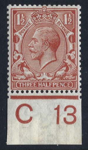 KGV sg362/65 N18(1) 1½d Red-brown Control C13