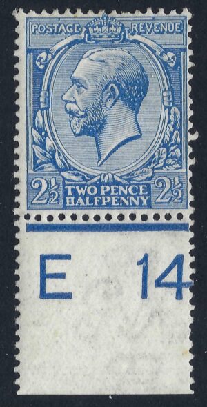 KGV sg371/73a N21(10) 2½d Blue Control E14