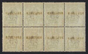 QV sg198s (Spec K29s) 1½d dull purple & green block overprinted SPECIMEN (Type 9) fine unmounted mint