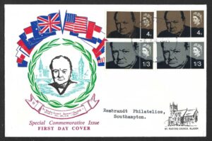 QEII 1965 Churchill ordinary & phosphor sets on illustrated FDC