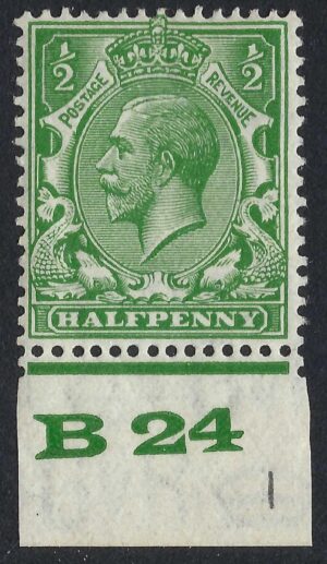 KGV sg418 ½d Green Control B24 - mint