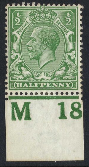 KGV sg351/56 ½d Green Control M18