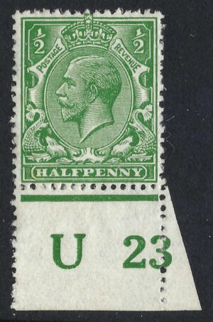 KGV sg351/56 N14(1) ½d Green Control U23(p)