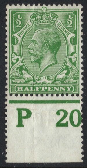 KGV sg351/56 N14(6) ½d Bright green Control P20(p)