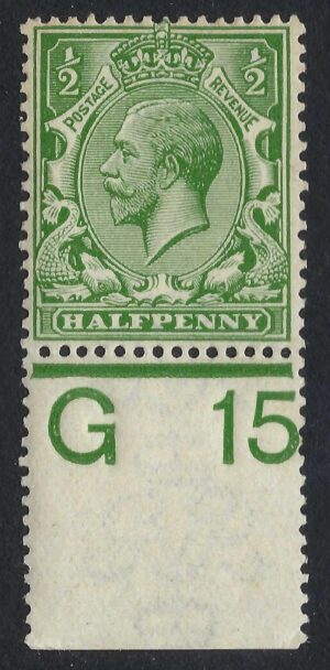 KGV sg351/56 N14(8) ½d Yellow green Control G15(p)