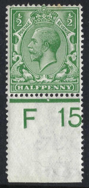 KGV sg351/56 ½d Green Control F15(p)