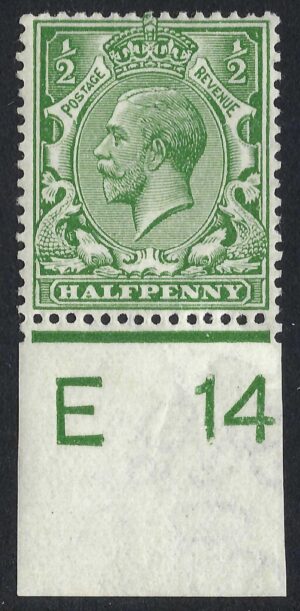 KGV sg351/56 ½d Green Control E14