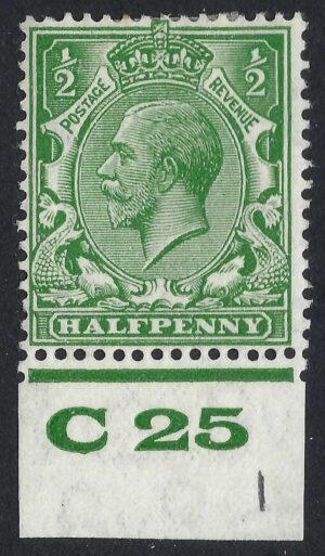 KGV sg418 ½d Green Control C25 - mint