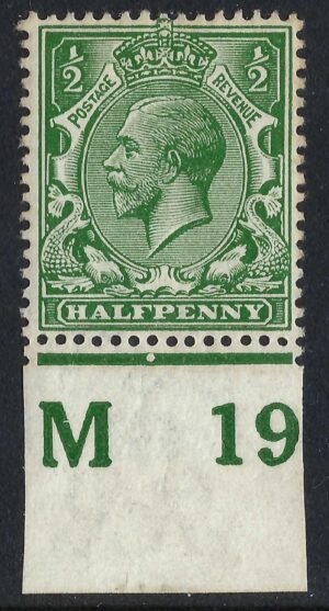 KGV sg351/56 ½d Green Control M19