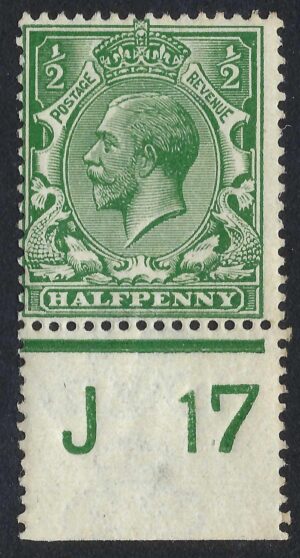 KGV sg351/56 ½d Green Control J17(p)