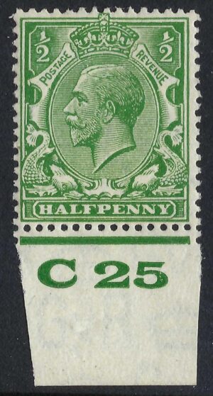 KGV sg418 ½d Green Control C25 - mint