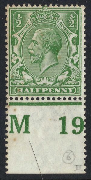 KGV sg351/56 ½d Green Control M19(p)