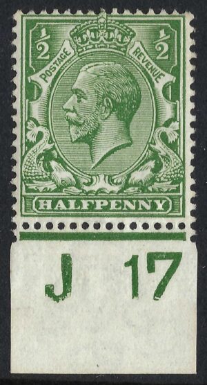 KGV sg351/56 ½d Green Control J17