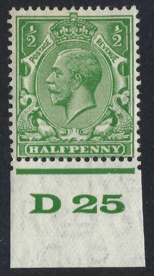 KGV sg418 ½d Green Control D25 - mint