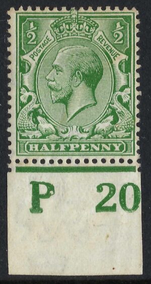 KGV sg351/56 ½d Green Control P20