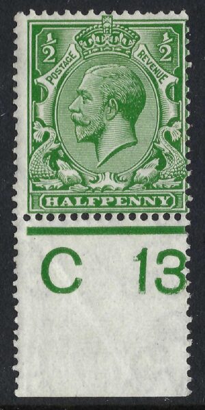 KGV sg351/56 ½d Green Control C13(p)