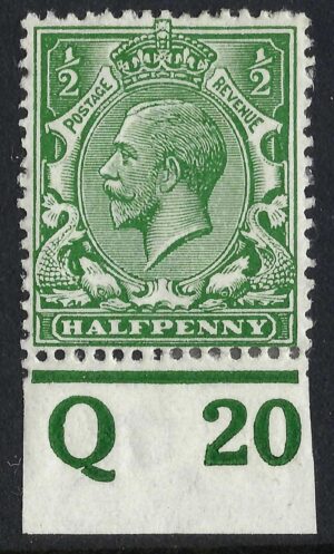 KGV sg351/56 ½d Green Control Q20