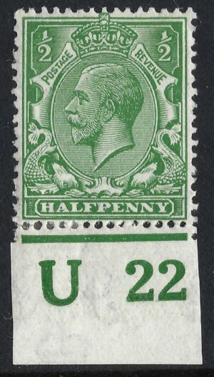 KGV sg351/56 ½d Green Control U22