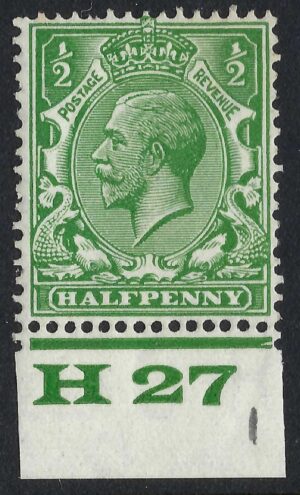 KGV sg418 ½d Green Control H27