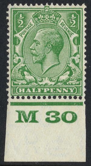 KGV sg418 ½d Green Control M30