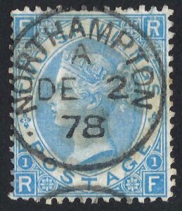 QV sg120 2s Pale blue (R-F) with superb 1878 NORTHAMPTON cds