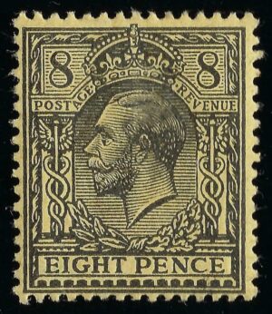 KGV sg391 N28(2) 8d Black on yellow-buff (granite) paper - unmounted mint