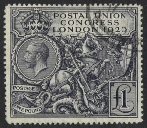 KGV sg438 £1 black PUC – fine used