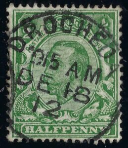 KGV sg339 ½d green with fine 1912 DROGHEDA cds
