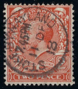 KGV 2d orange with fine 1918 STOKE-BY-NAYLAND cds