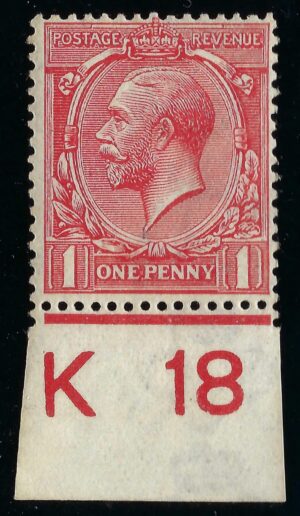 KGV sg357/61 N16(8) 1d pale red Control K18(i) – unmounted mint