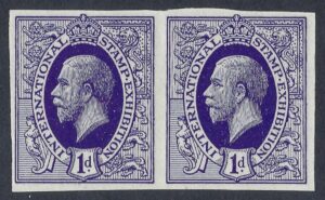 KGV 1912 International Stamp Exhibition 1d violet imperf pair