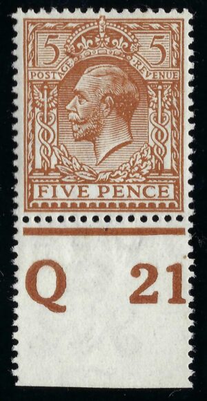 KGV sg381/83 N25(2) 5d Reddish-brown Control Q21(p) – mint