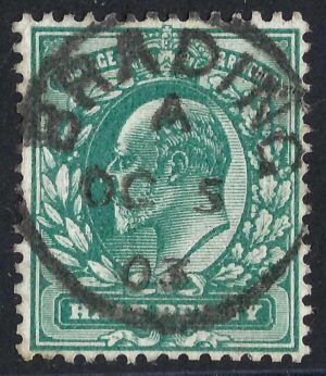 KEVII sg216 ½d blue-green with fine 1903 BRADING cds