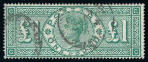 QV sg212 £1 green (G-C) – fine used example