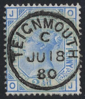 QV sg142 2½d blue (O-J) Plate 19 with 1880 TEIGNMOUTH cds