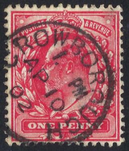 KEVII 1d with fine 1902 CROWBOROUGH cds