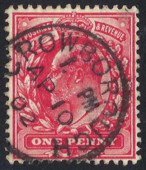 KEVII 1d with fine 1902 CROWBOROUGH cds