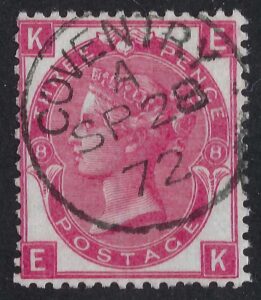 QV sg103 3d rose (E-K) plate 8 with fine 1872 COVENTRY cds