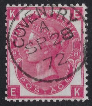 QV sg103 3d rose (E-K) plate 8 with fine 1872 COVENTRY cds