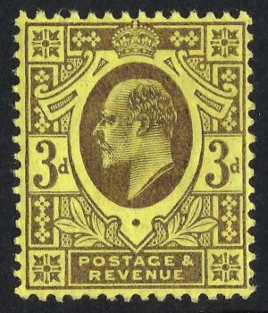 KEVII sg232b M19(2) 3d deep purple/orange-yellow - unmounted mint