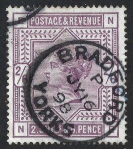 QV sg179 2s6d deep lilac (N-E) with fine 1898 BRADFORD cds