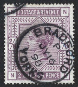 QV sg179 2s6d deep lilac (N-E) with fine 1898 BRADFORD cds