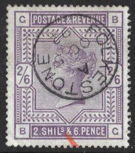 QV sg179 2s6d deep lilac (B-G) with fine 1892 FOLKESTONE cds