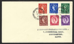 QEII 19th Nov 1957 sg561-566 Graphite-lined definitives FDC