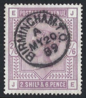 QV sg178 2s6d lilac (J-E) with fine 1889 BIRMINGHAM CDS