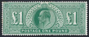 KEVII sg266 £1 dull blue-green - lightly mounted mint