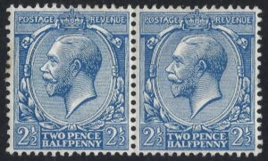 KGV 2½d N21(zb) Dandy Roll variety – Missing G in watermark