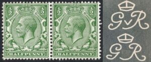 KGV ½d N14(zc) Dandy Roll variety – Missing V