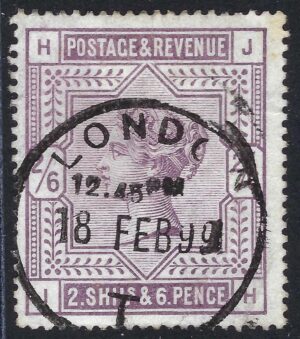 QV sg178 2s6d Lilac (J-H) with 1899 LONDON cds